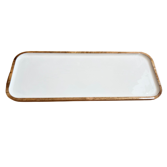 Plateau XL en mangue et émail Indy Home