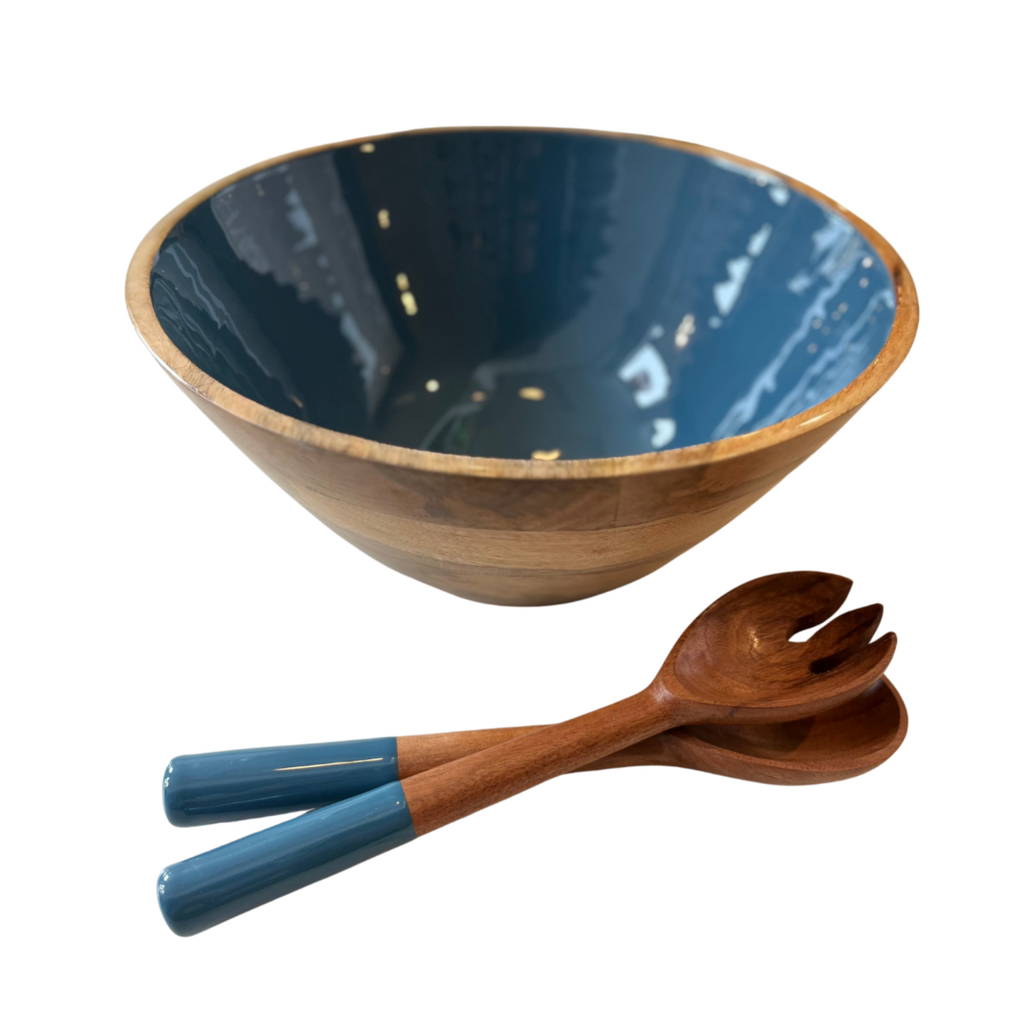 Ensemble bol rond et service en bois de manguier Indy Home