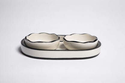 Plateaux de service ovales en porcelaine