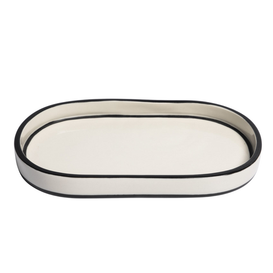 Plateaux de service ovales en porcelaine