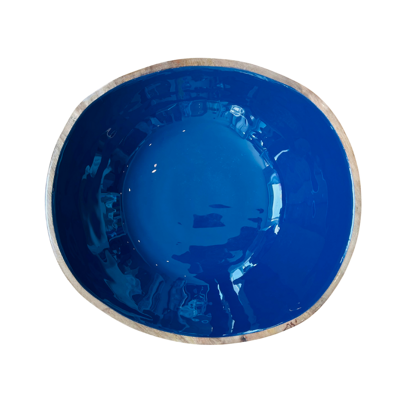 Grand bol incurvé en bois de manguier et émail Indy Home