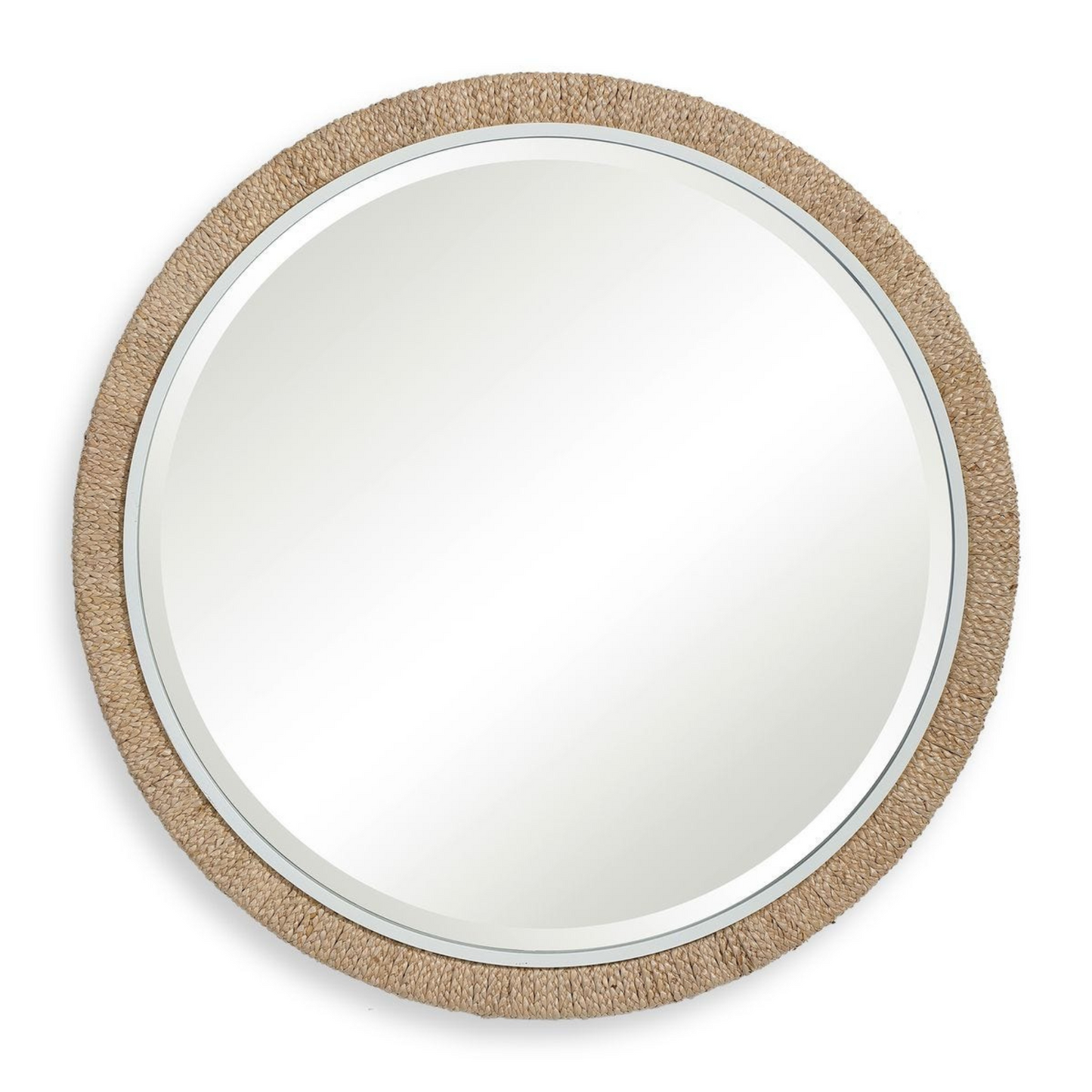 Miroir rond en feuille de bananier tressée