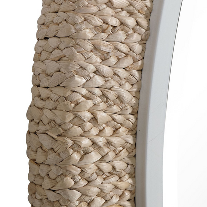 Miroir rond en feuille de bananier tressée