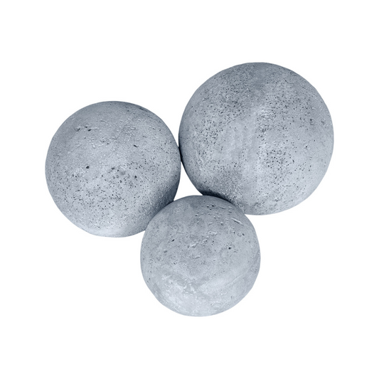 Ensemble de sphères en polyrésine et poudre de pierre