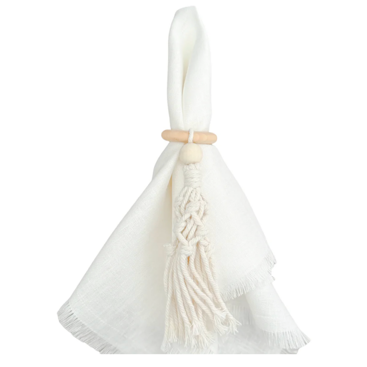 Rond de serviette en bois macramé