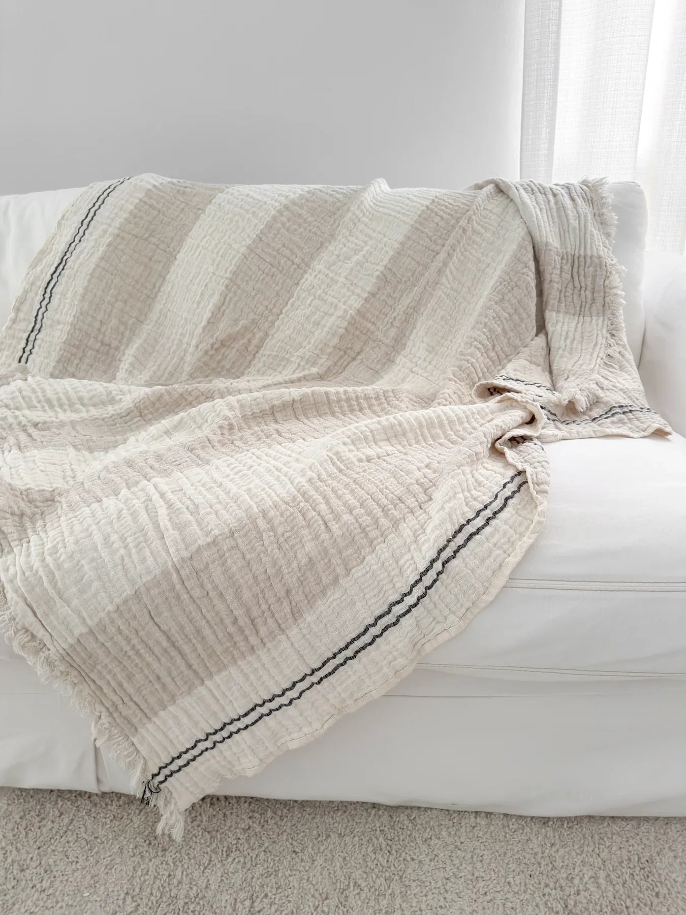 Jeté en lin froissé