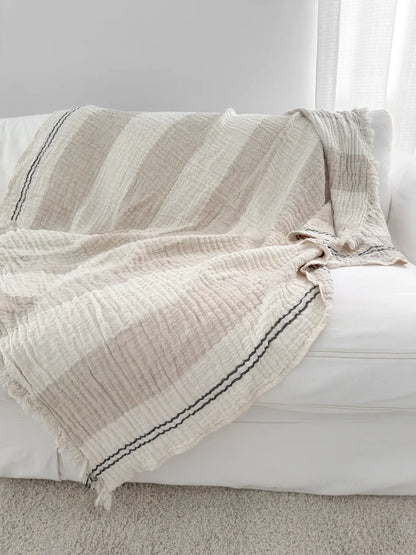 Jeté en lin froissé