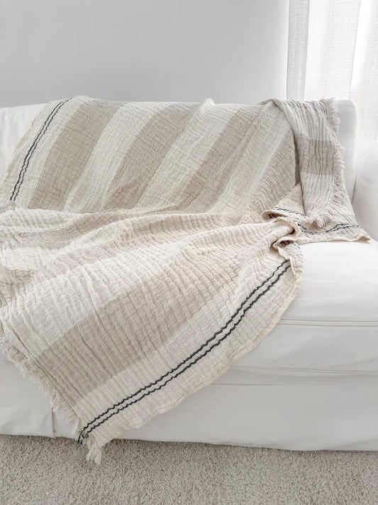 Jeté en lin froissé